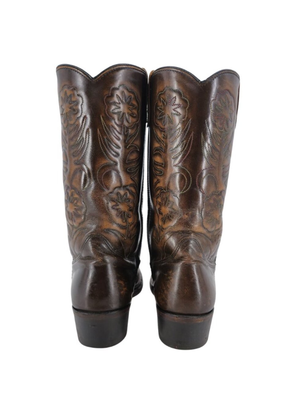 Vintage Unbranded Cowboy Western Boots Mens size 9D Brown Leather Distressed - Picture 3 of 13